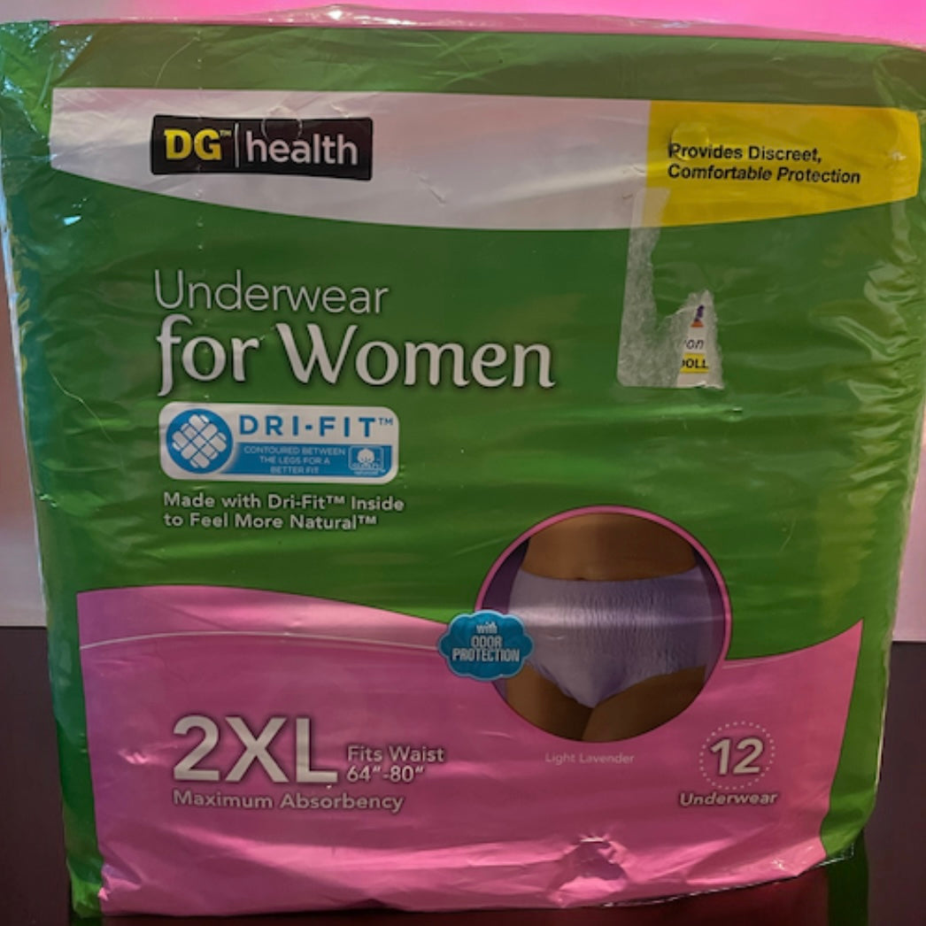 Absorbency UnderWear For Women, 2XL, 12ct