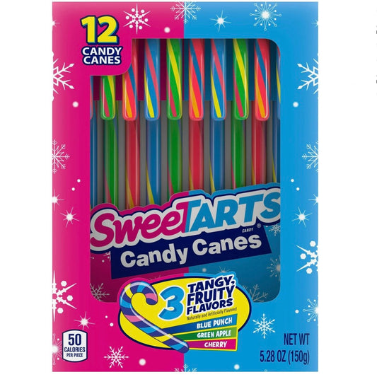 SweeTARTS Holiday Candy Canes, Christmas Candy Stocking Stuffers, 12 Count Box, 5.3 oz