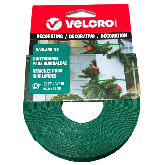 VELCRO Brand Holiday Garland Ties for Christmas Decorations, Reusable Wrap, 30ft Roll