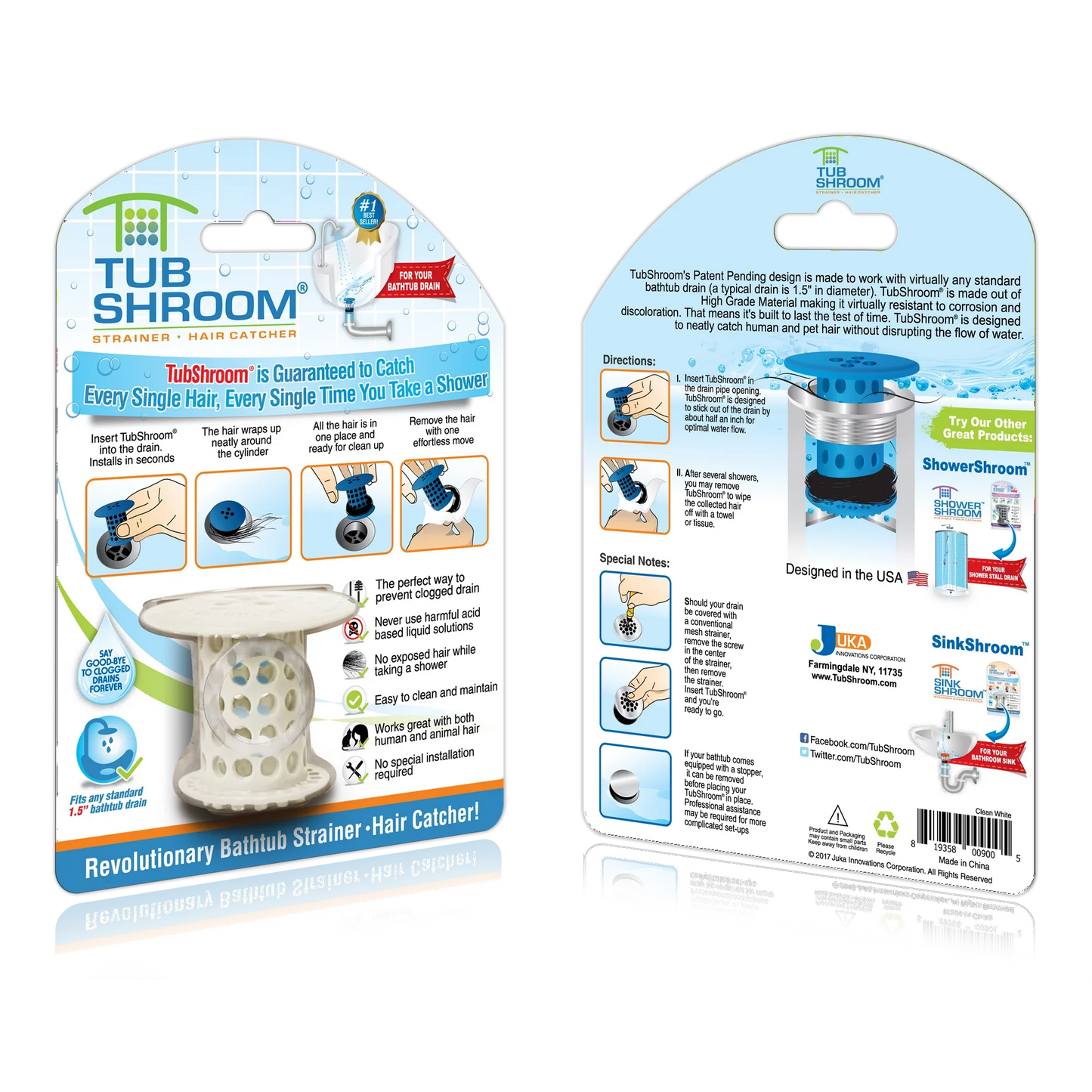 Tub Shroom Hair Catcher, White