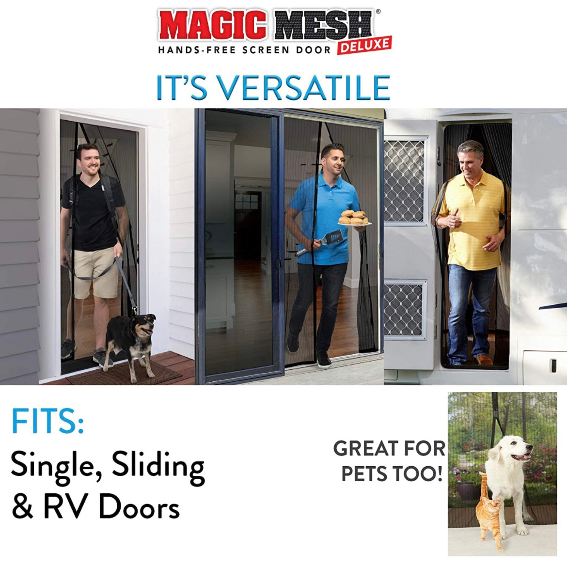 Magic Mesh Deluxe- Black- Hands Free Magnetic Screen Door