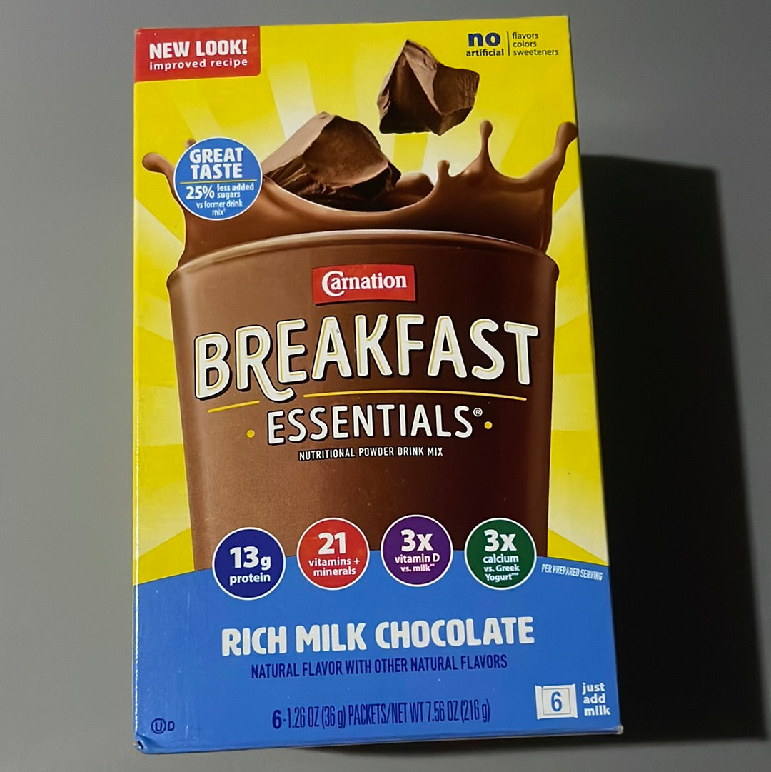 Carnation Breakfast Essentials Rich Milk Chocolate, 6ct