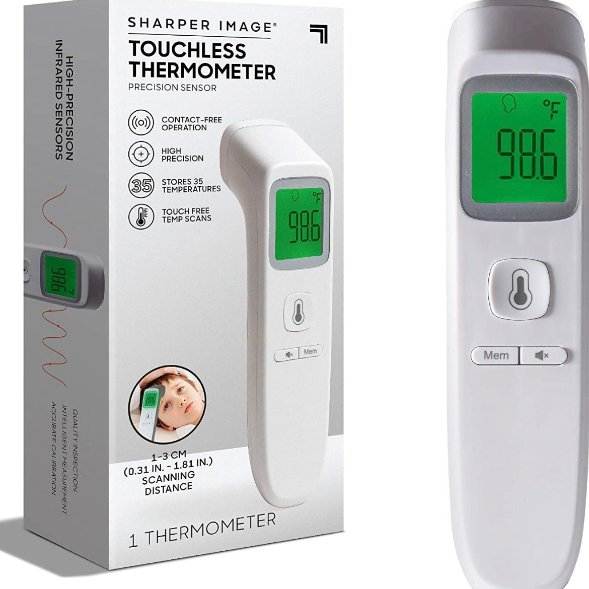 SHARPER IMAGE Digital Touchless Smart Forehead Thermometer