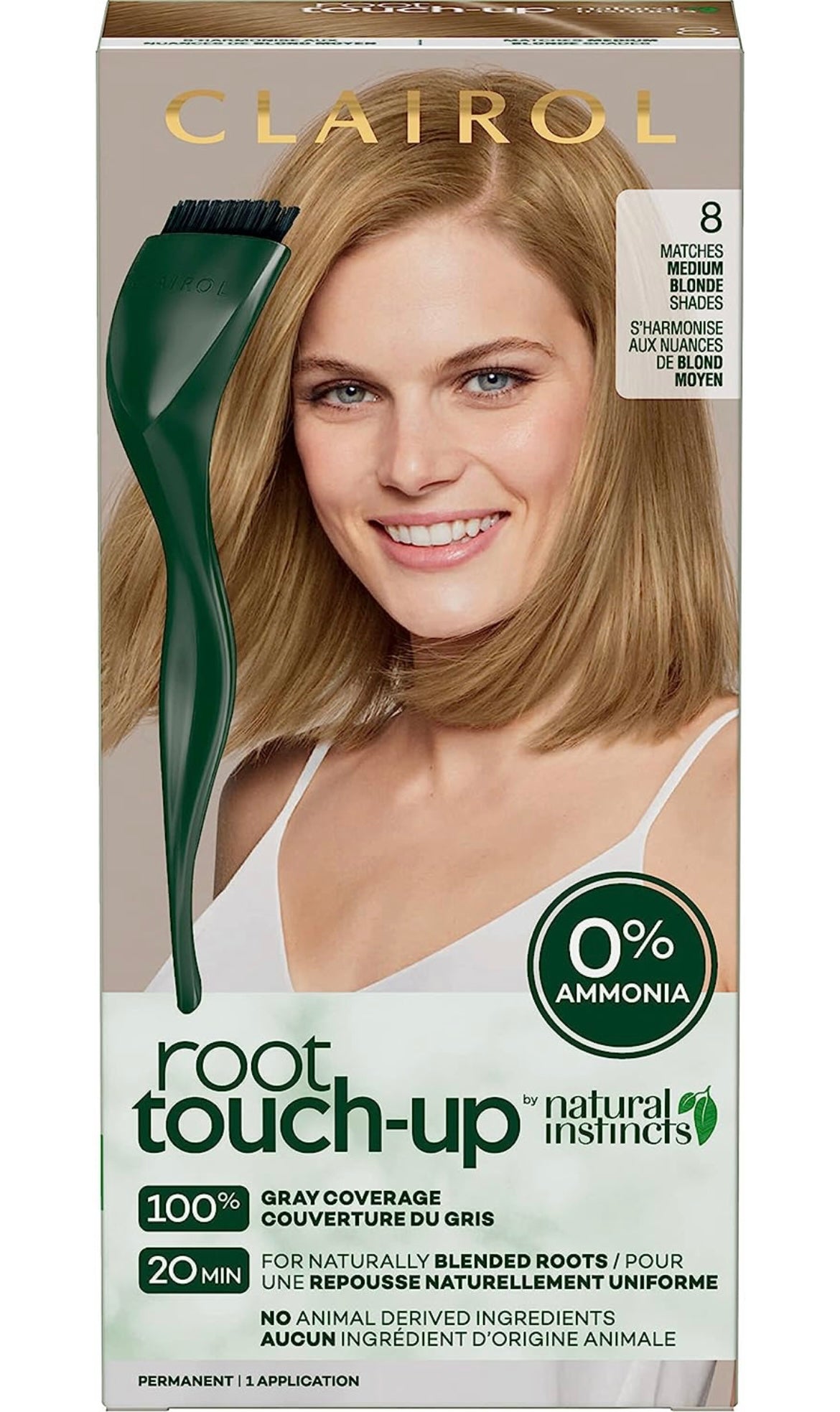 Clairol Natural Instincts Root Touch-Up Permanent Hair Color Creme, Hair Dye, 1 Application