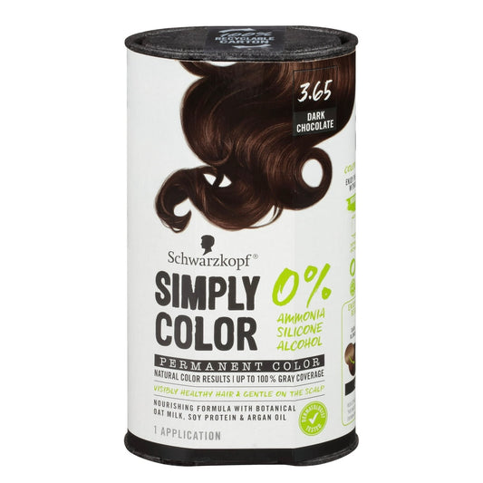 Schwarzkopf Simply Color Permanent Hair Color, 3.65 Dark Chocolate
