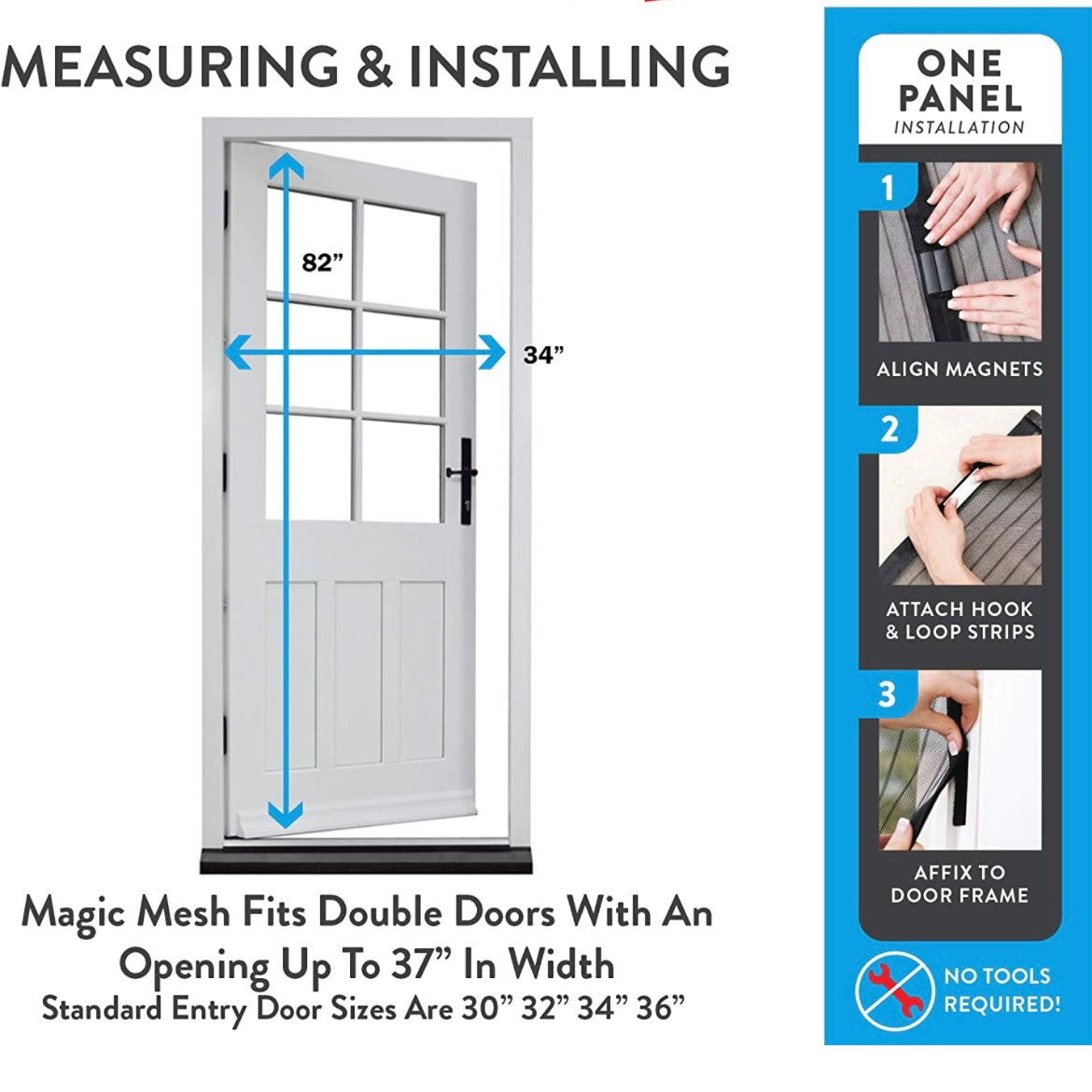 Magic Mesh Deluxe- Black- Hands Free Magnetic Screen Door
