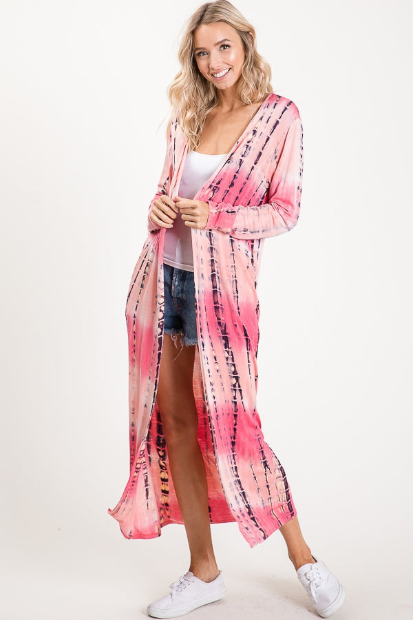 Top, Long Sleeve Tie-Dyed Cardigan