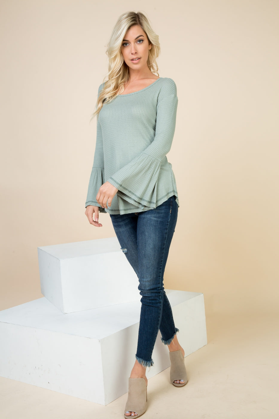 Tops, Solid Bell Long Sleeve Top