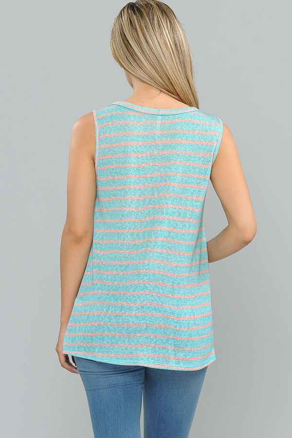Tops, Knotted Hem Sleeveless Tunic