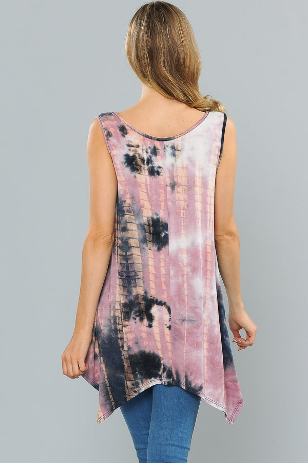 Tops, Sleeveless Tie Dyed Tunic