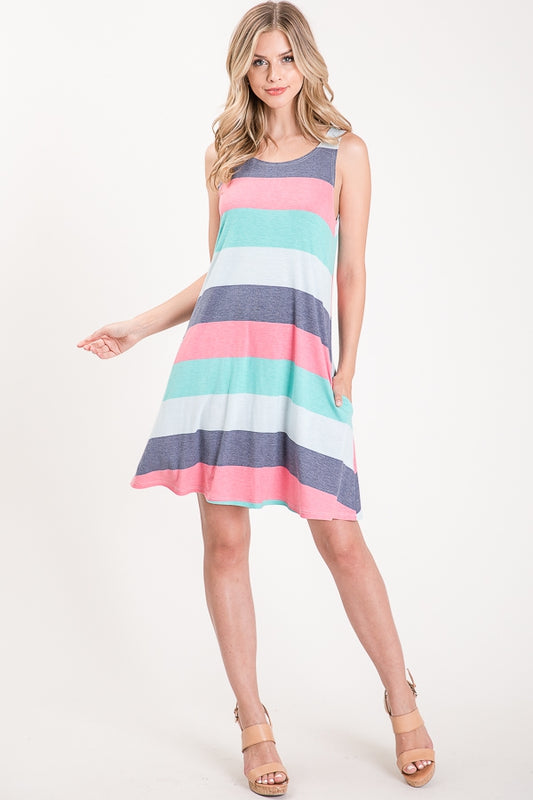 Dress, Sleeveless Stripes