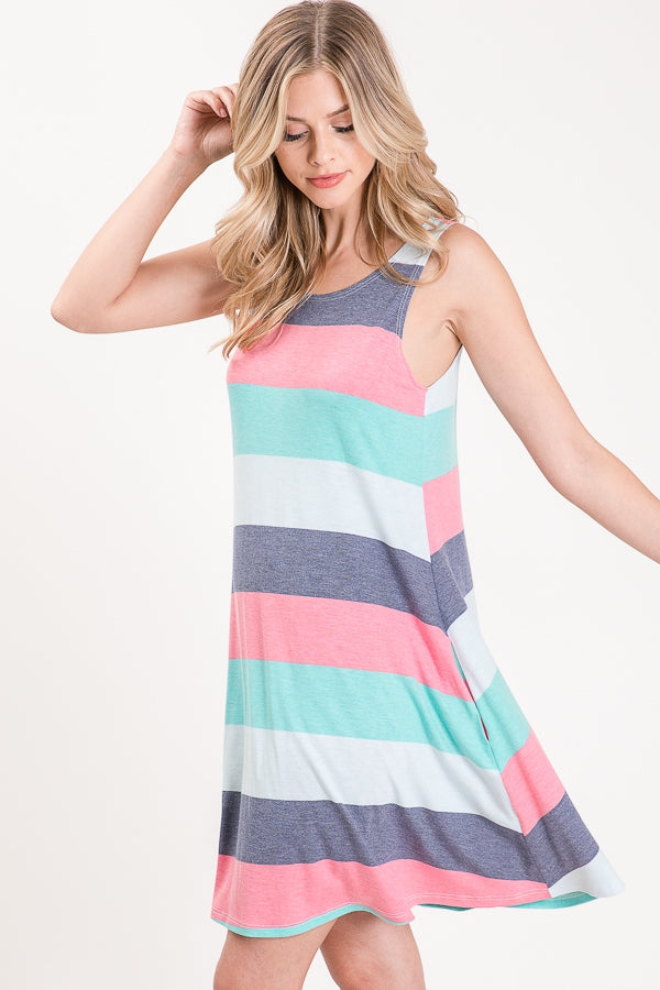 Dress, Sleeveless Stripes