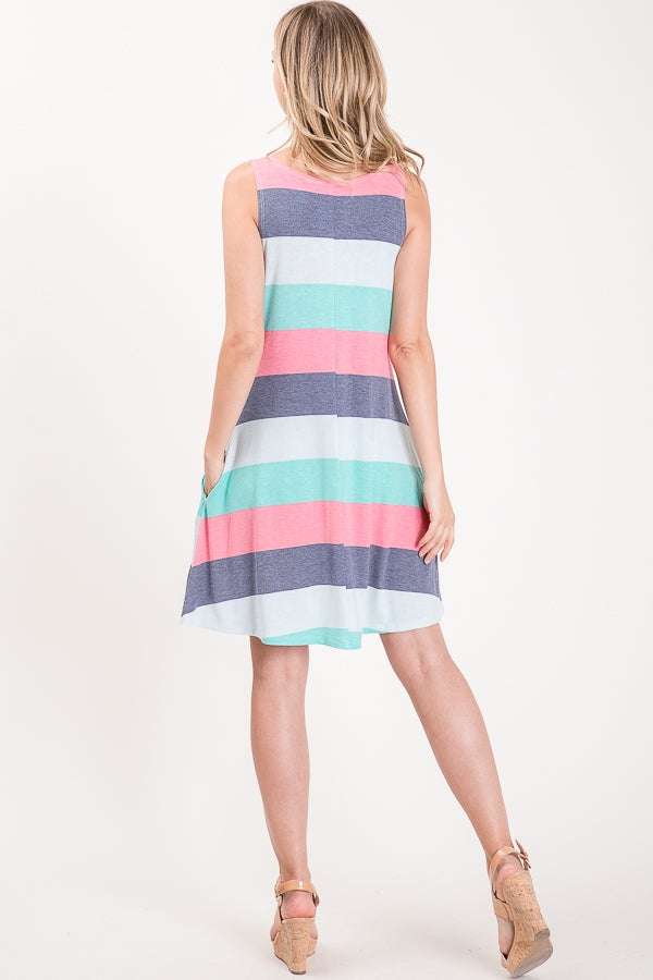 Dress, Sleeveless Stripes