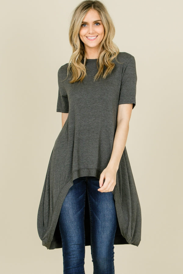 Tops, Short Sleeve Hi Low Top