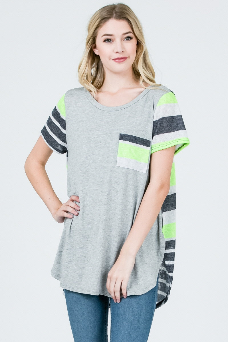 Tops, Hi Lo Contrast Stripes