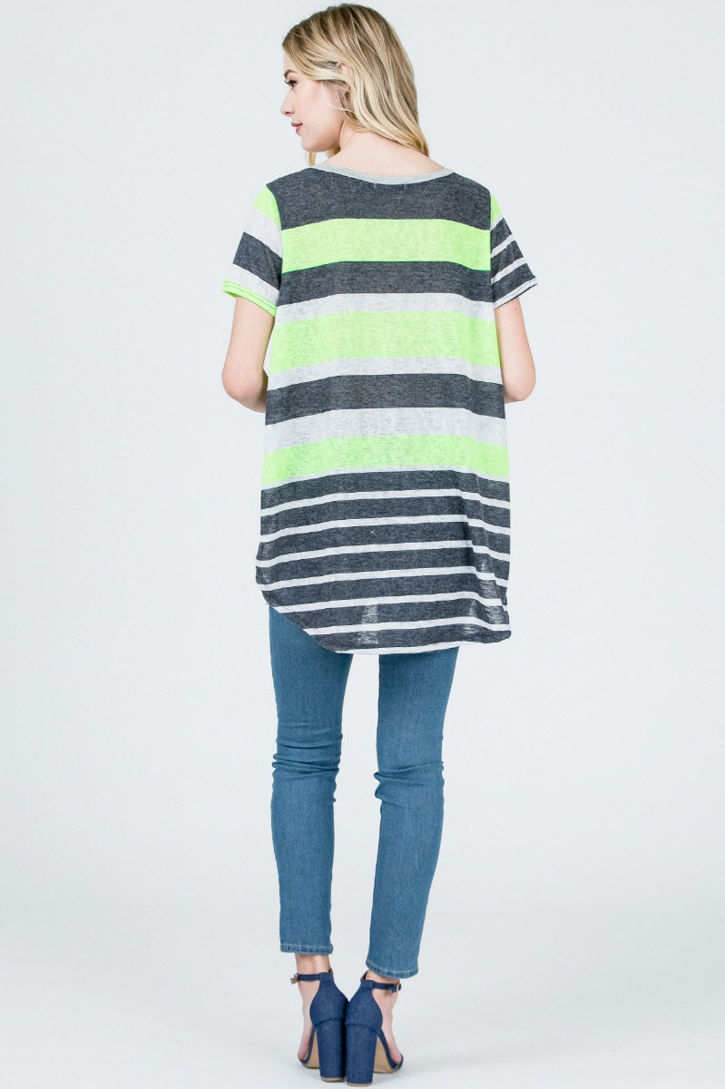 Tops, Hi Lo Contrast Stripes