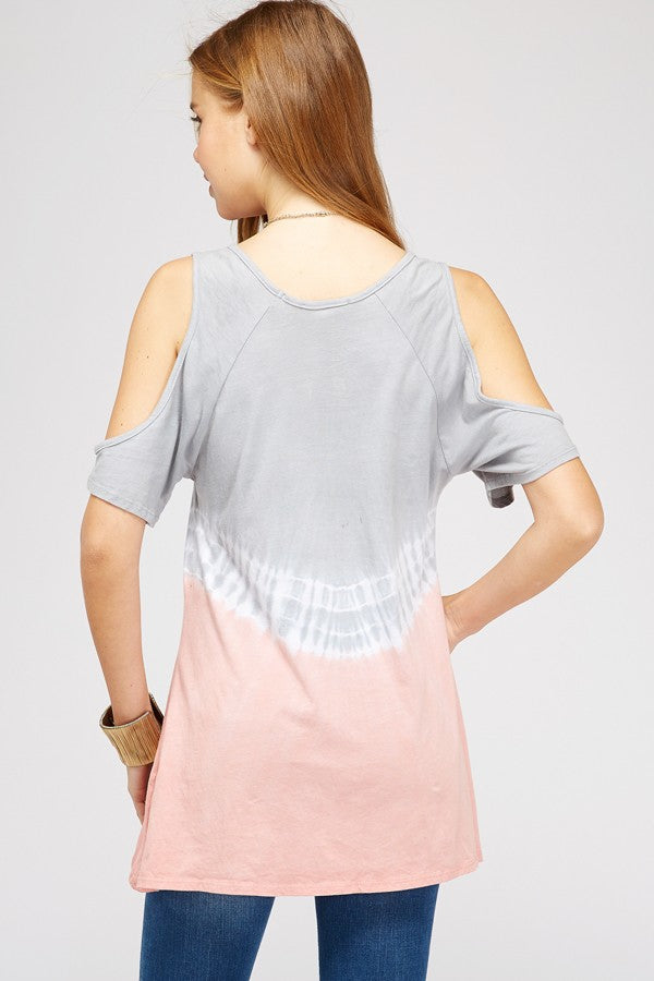 Shirts, Tie Dye Short Sleeve Cold Shoulder