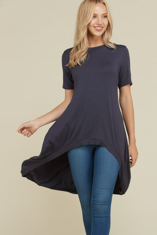 Tops, Short Sleeve Hi Low Top