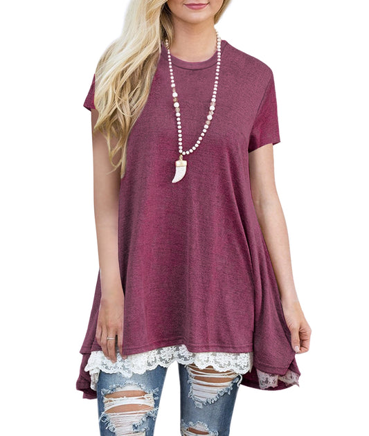 Top, Scoop Neckline Short Sleeve Tunic