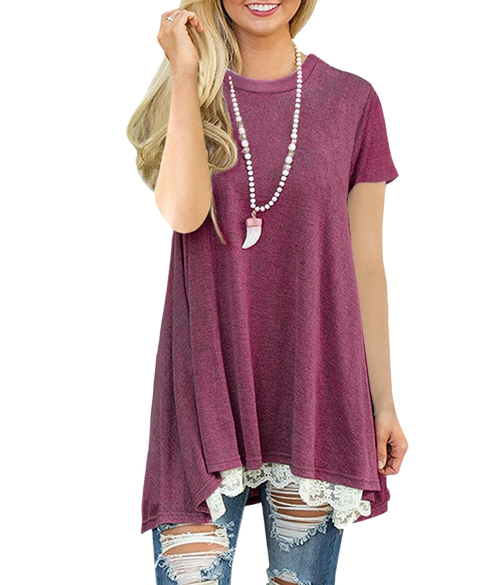 Top, Scoop Neckline Short Sleeve Tunic