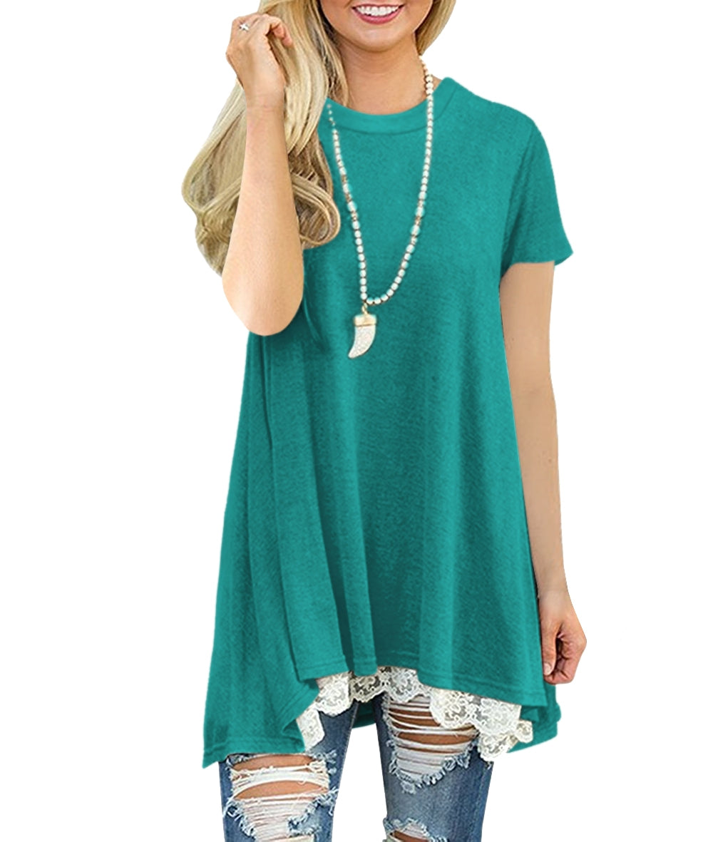 Top, Scoop Neckline Short Sleeve Tunic