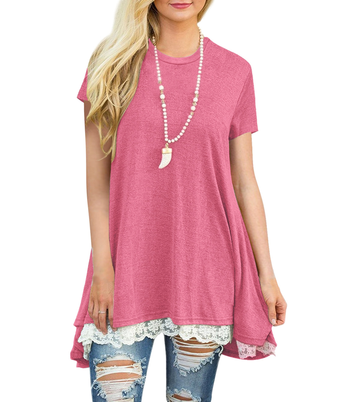 Top, Scoop Neckline Short Sleeve Tunic