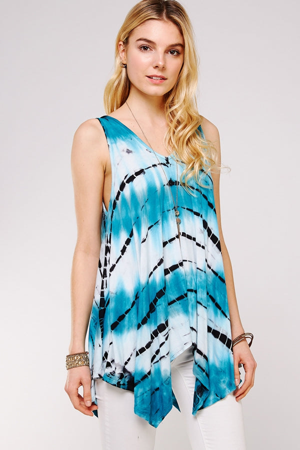 Shirts, Tri-Color Tunic Tank w/Sharkbite Hem