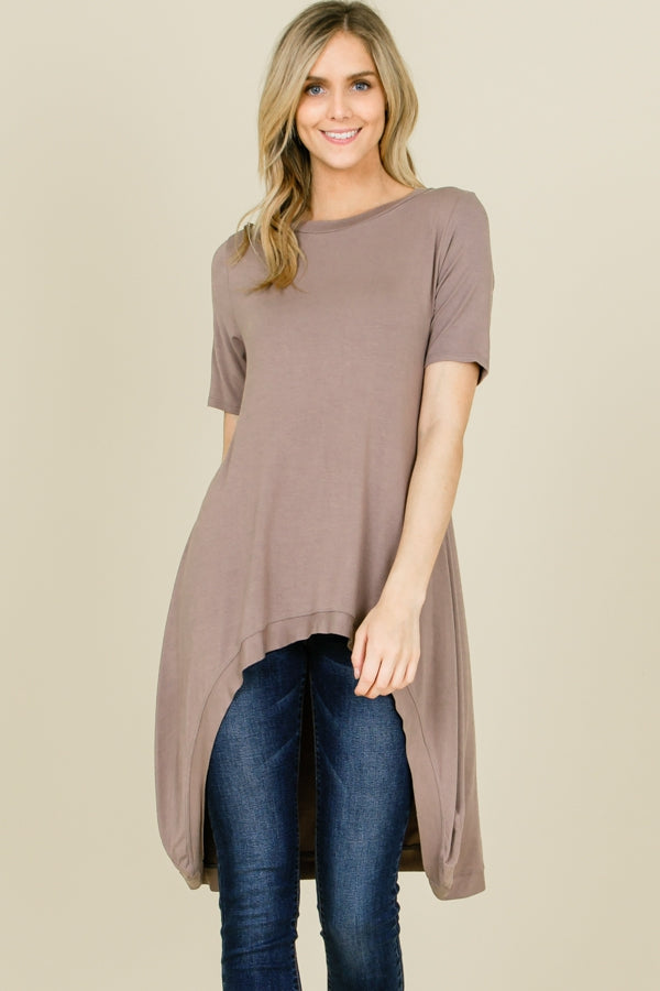 Tops, Short Sleeve Hi Low Top