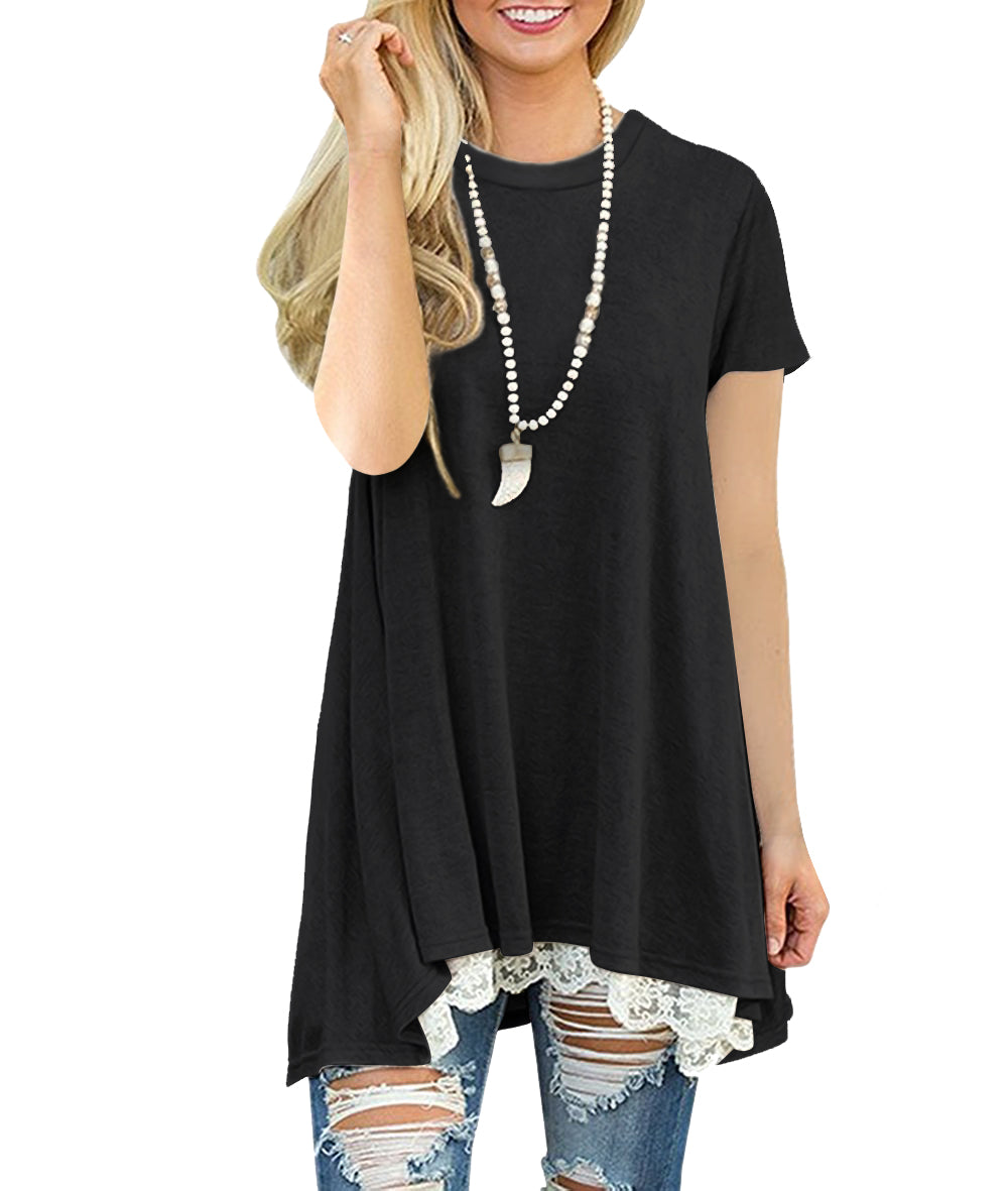 Top, Scoop Neckline Short Sleeve Tunic