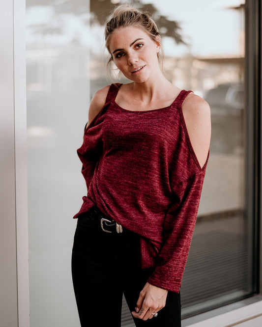 Tops, Long Sleeve Cold Shoulder Top