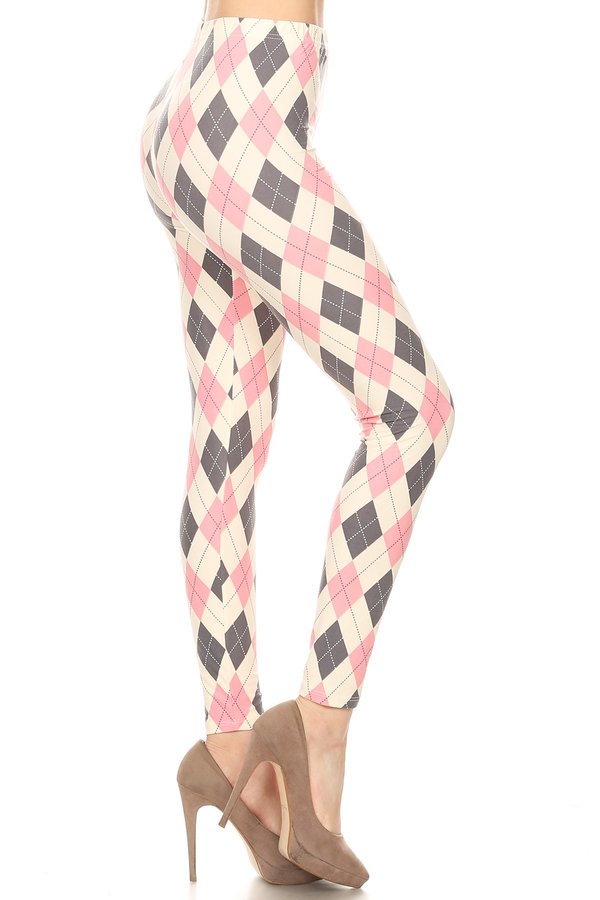 Leggings, Pink Argyle