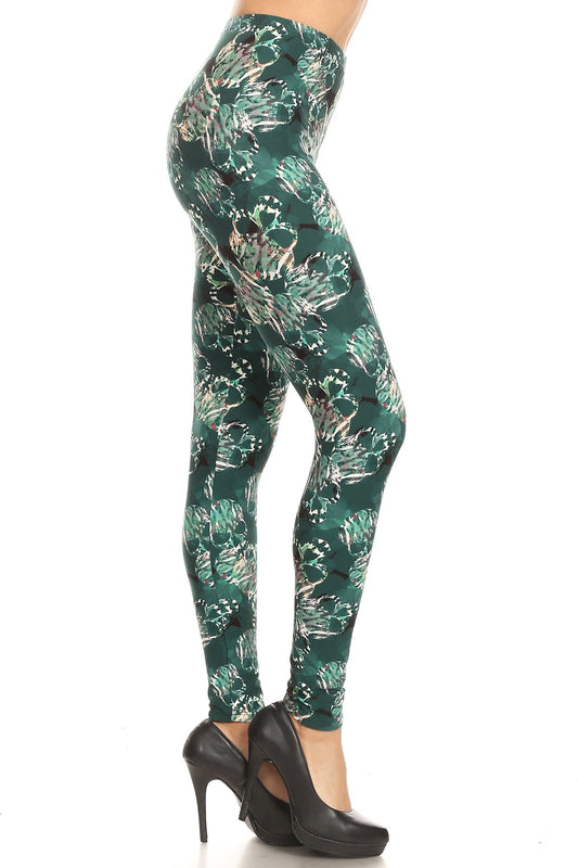 Leggings, Green Skulls