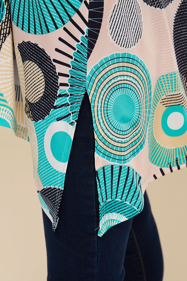 Shirts, Geo Cold Shoulder Side Split Tunic