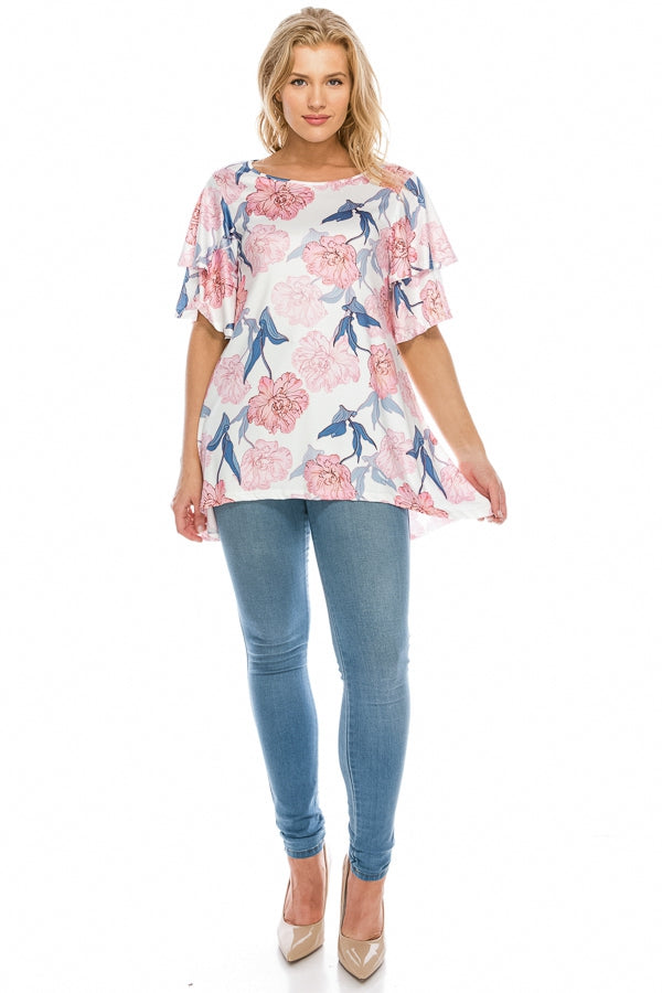 Tops, Floral Print Tunic