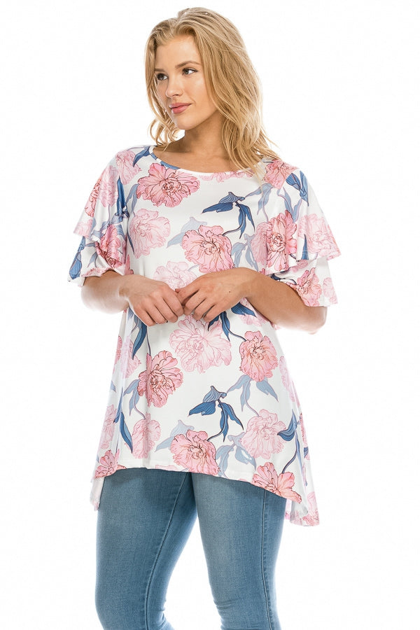 Tops, Floral Print Tunic