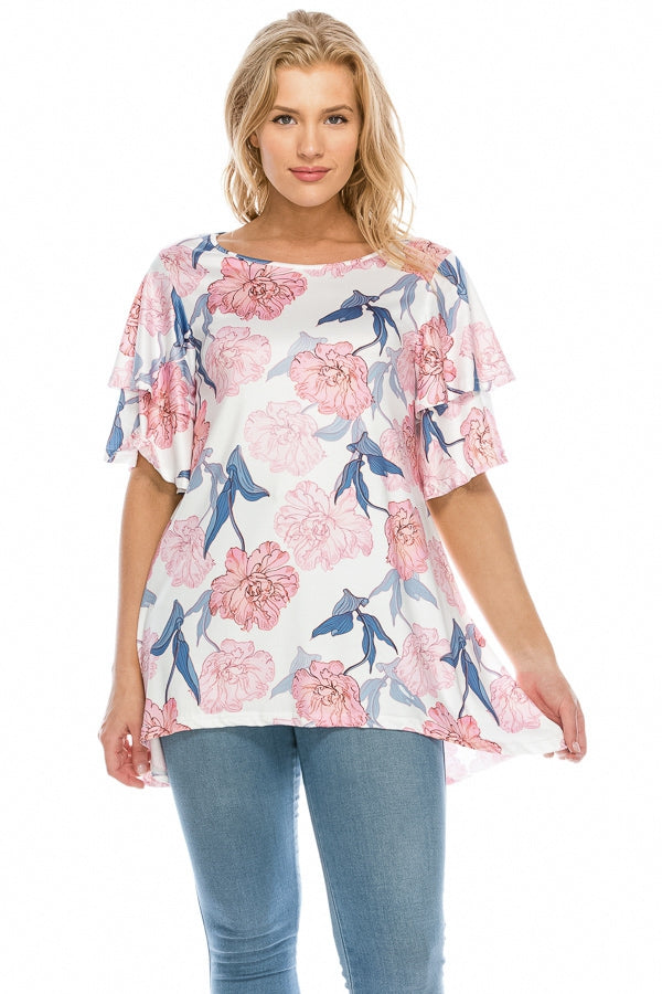 Tops, Floral Print Tunic
