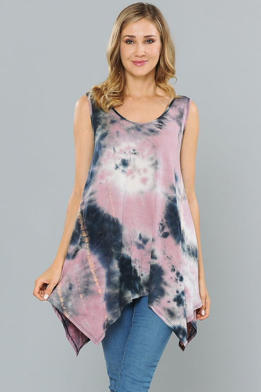 Tops, Sleeveless Tie Dyed Tunic