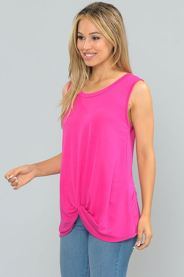 Tops, Knotted Hem Sleeveless Tunic