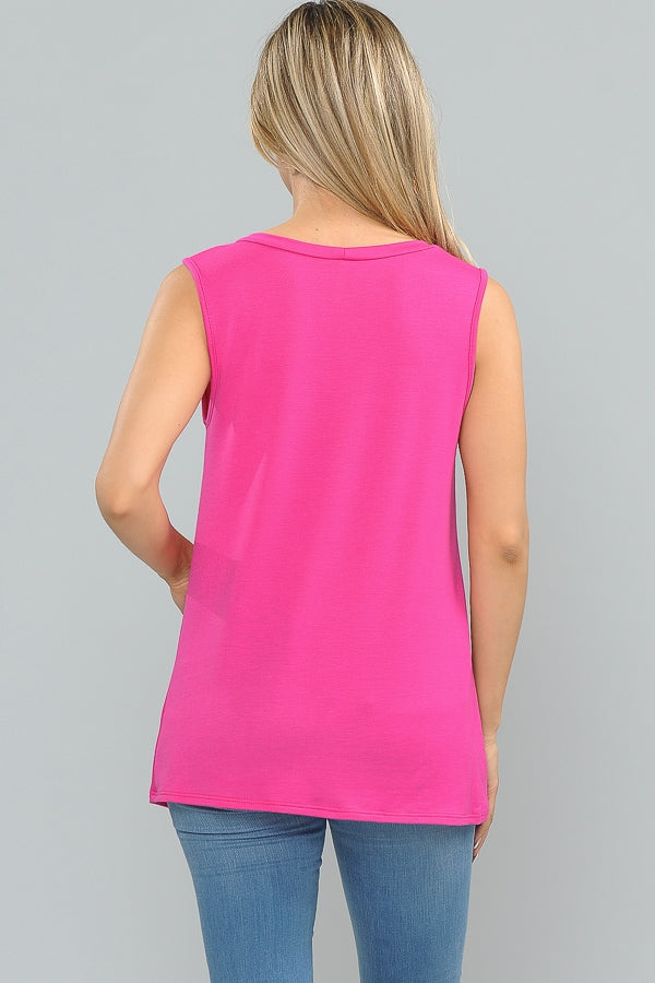 Tops, Knotted Hem Sleeveless Tunic