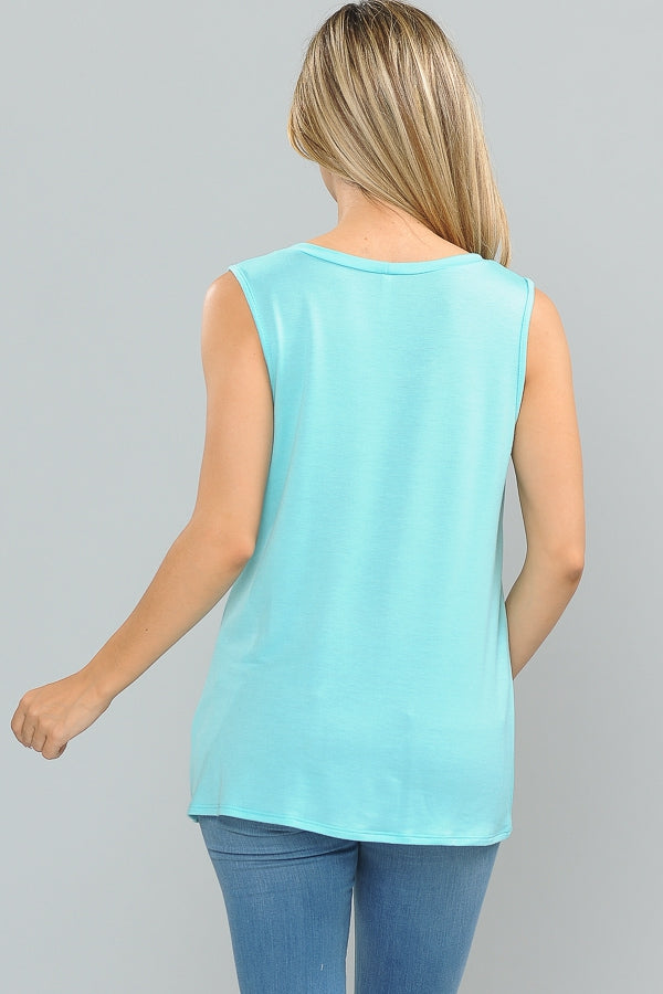 Tops, Knotted Hem Sleeveless Tunic