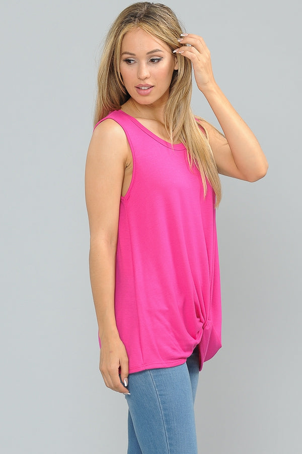 Tops, Knotted Hem Sleeveless Tunic