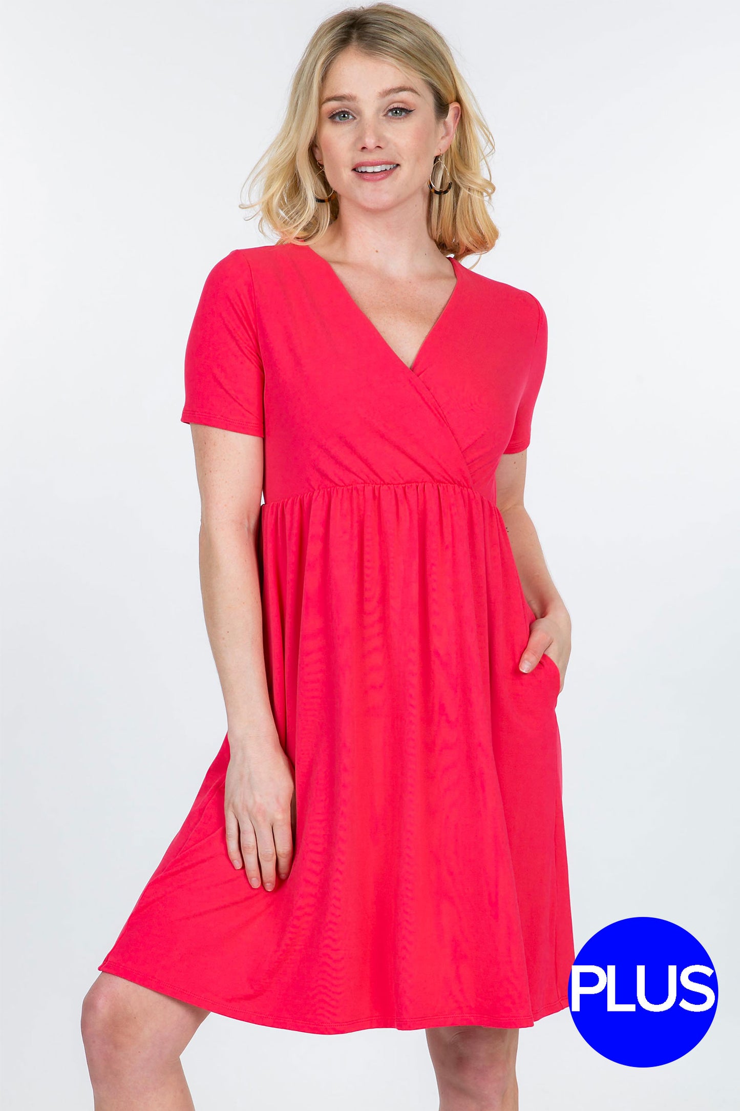 Dress, Short Sleeve Surplice w/Empire Waistline
