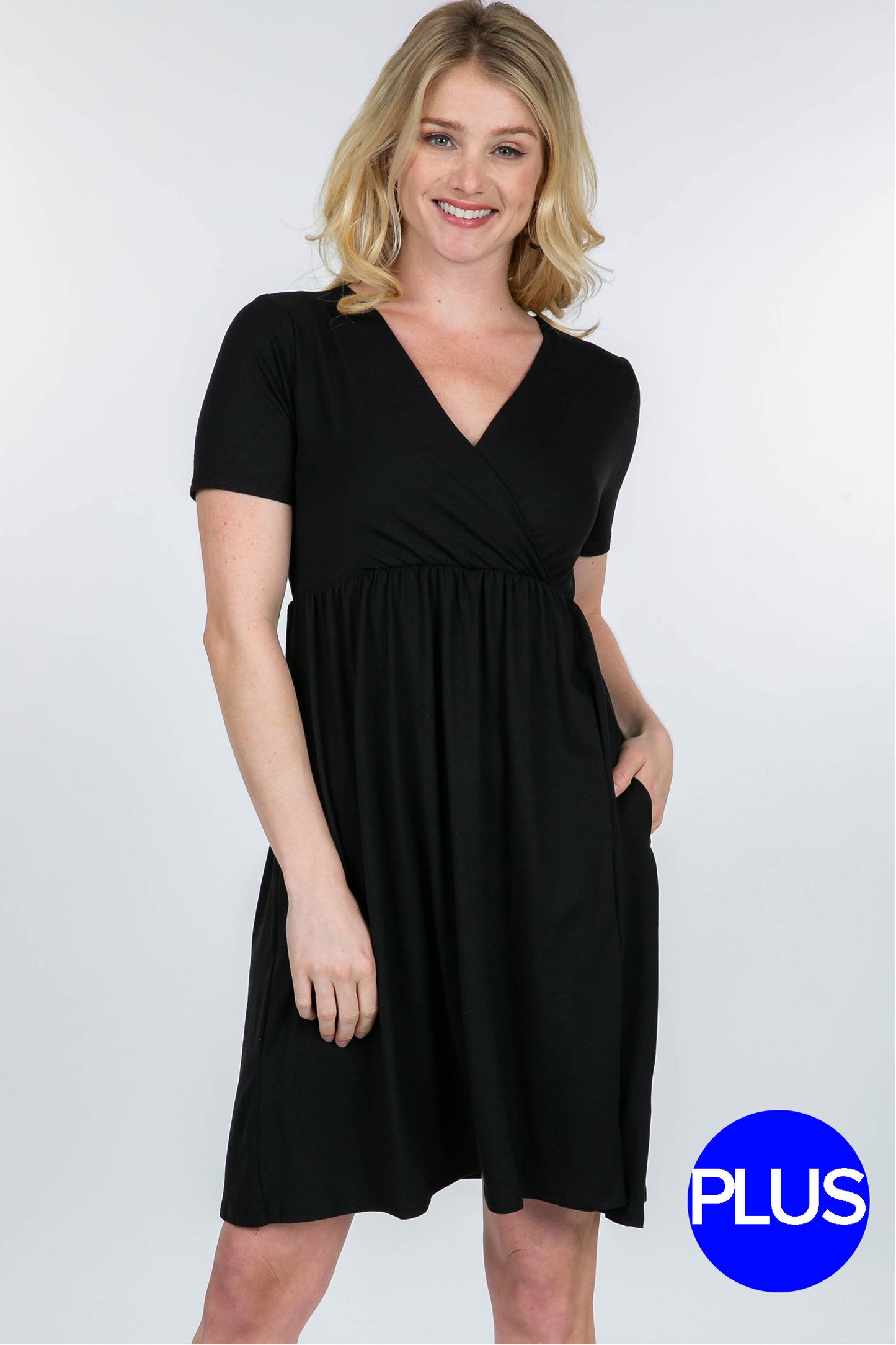 Dress, Short Sleeve Surplice w/Empire Waistline