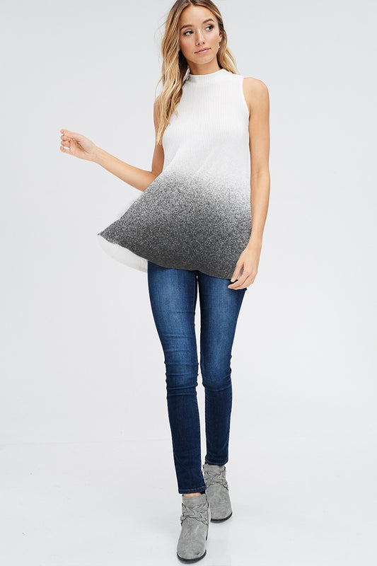 Tops, Faded Ombre Mock Neck Muscle Top