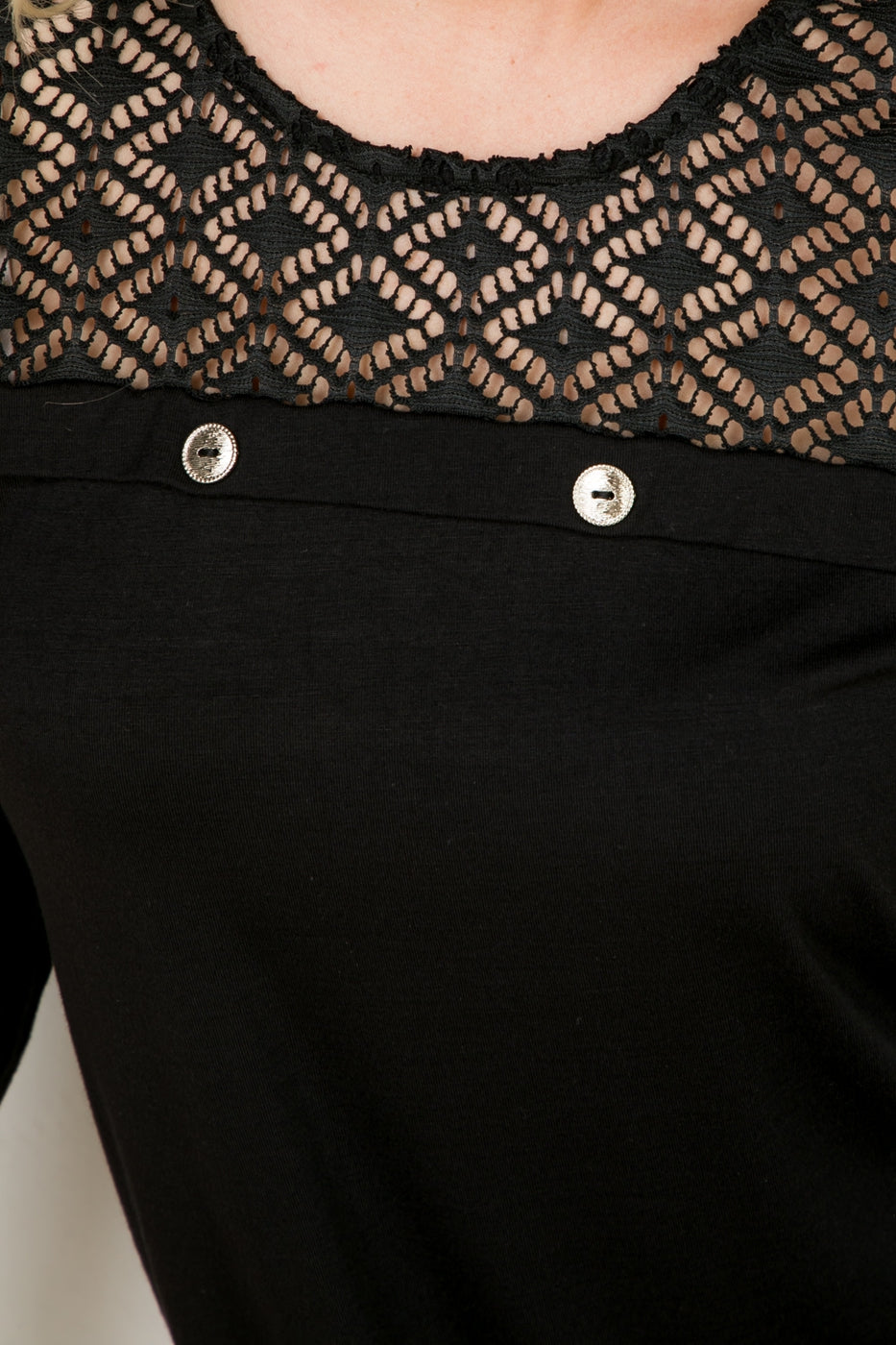 Tops, Long Sleeve w/Crochet and Button Detail