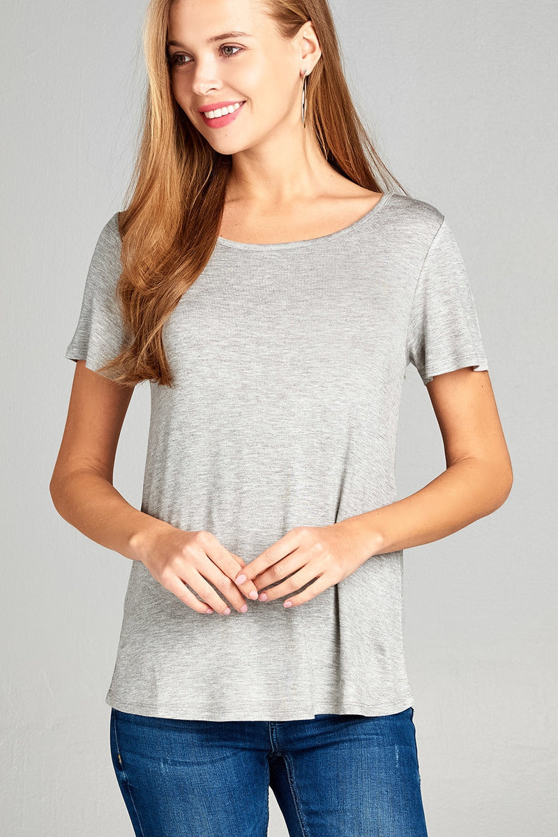 Tops, Short Sleeve Criss Cross Back