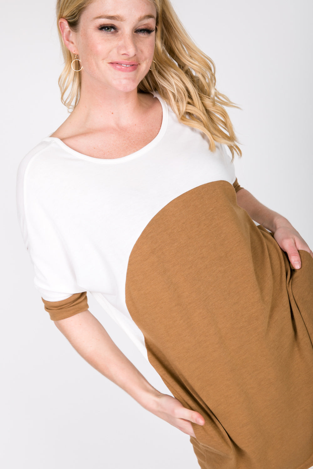Tops, Color Block Tunic Back Lattice W/Pockets