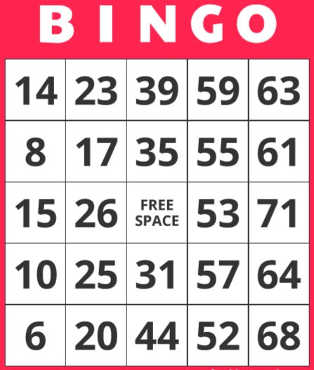 Game, Bingo: 9/19 at 3pm EST