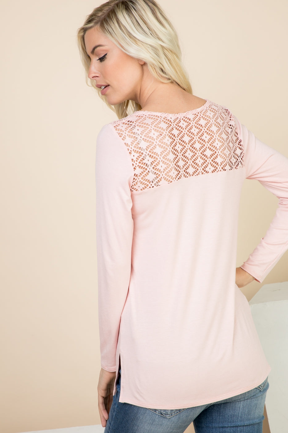 Tops, Long Sleeve w/Crochet and Button Detail