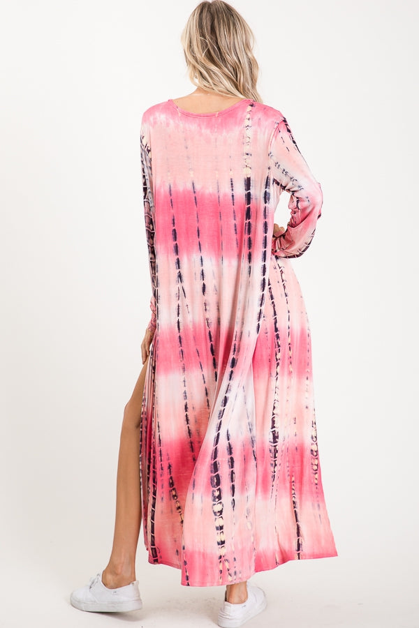 Top, Long Sleeve Tie-Dyed Cardigan